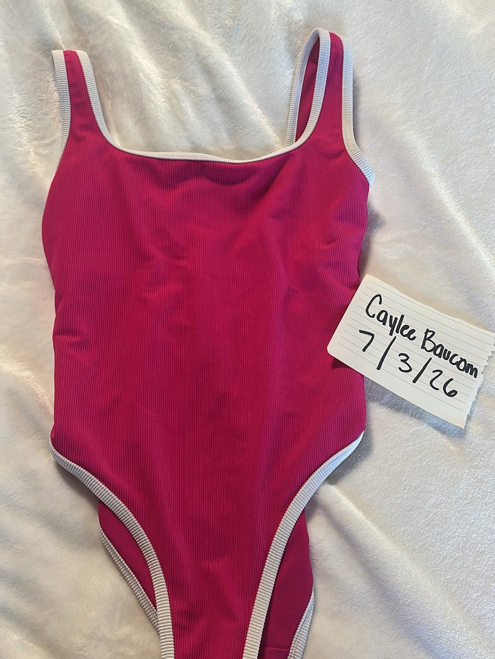 LainSnow Dragonfruit One-Piece Swimsuit with White Trim